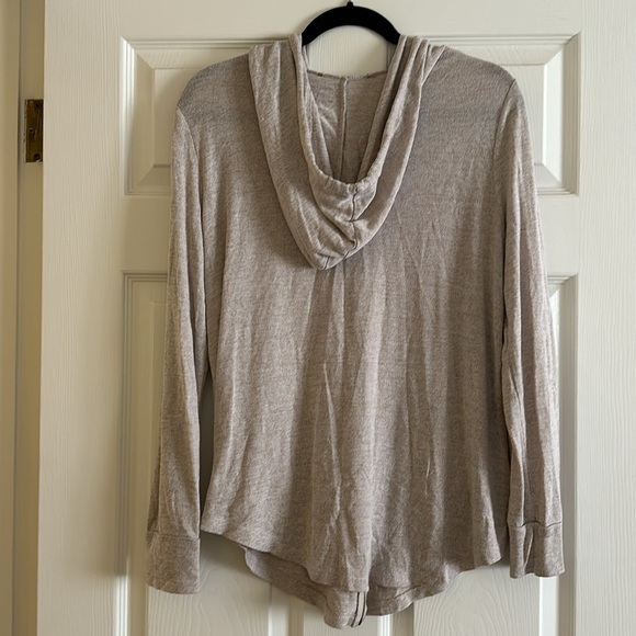 Lightweight Oatmeal Hooded Zip Up Cardigan Jacket - Picture 6 of 7